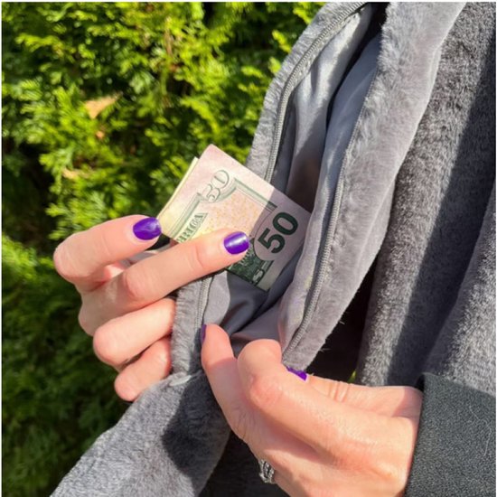 Scarf with Concealed Zipper Pocket - Secure Storage Pocket for Keys & Cards - Downy Soft & Warm - White