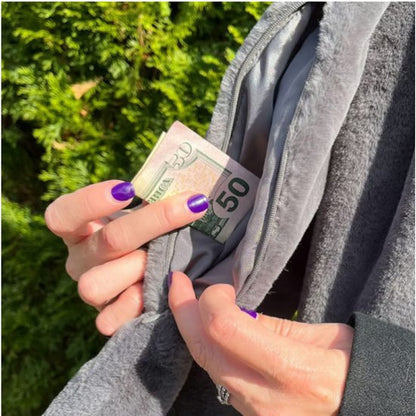 Scarf with Concealed Zipper Pocket - Secure Storage Pocket for Keys & Cards - Downy Soft & Warm - White