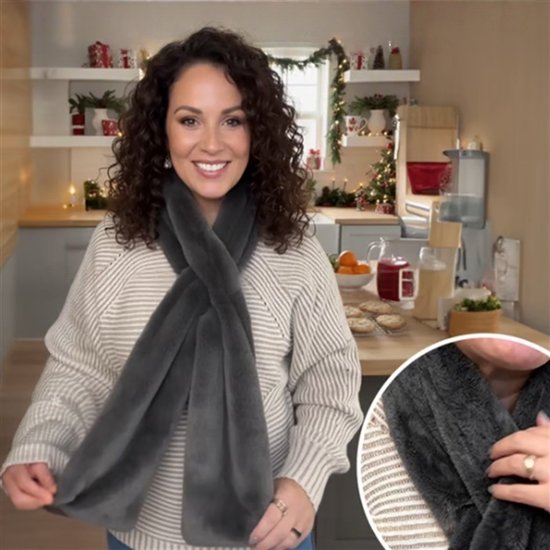 Scarf with Concealed Zipper Pocket - Secure Storage Pocket for Keys & Cards - Downy Soft & Warm - White