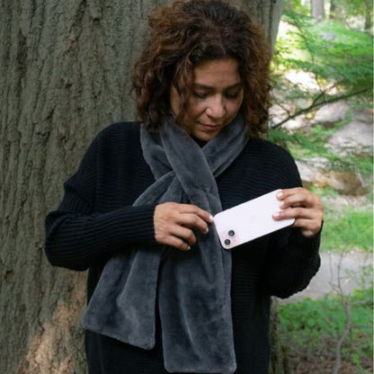 Scarf with Concealed Zipper Pocket - Secure Storage Pocket for Keys & Cards - Downy Soft & Warm - White