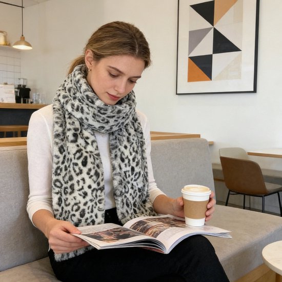 Scarf with Concealed Zipper Pocket - Secure Storage Pocket for Keys & Cards - Downy Soft & Warm - White