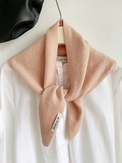 Triangular Knitted Scarf - Soft Acrylic Fabric - As a Scarf, Shawl or Blanket - In Solid Colors - Pink