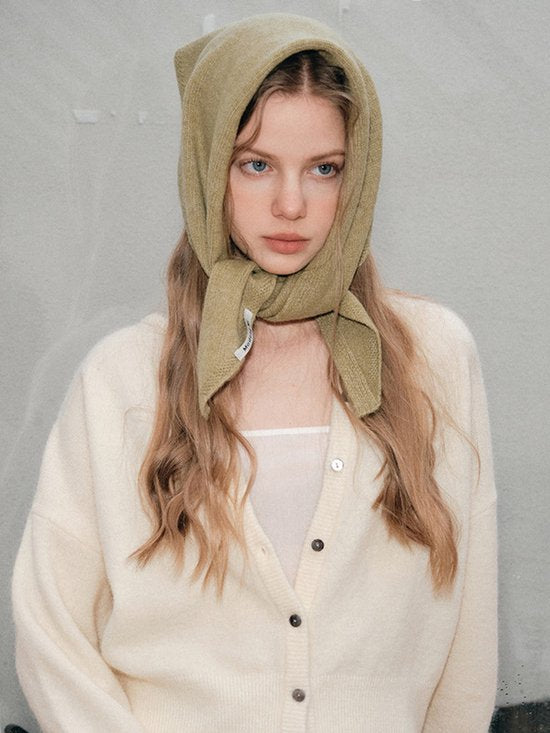 Triangular Knitted Scarf - Soft Acrylic Fabric - As a Scarf, Shawl or Blanket - In Solid Colors - Pink
