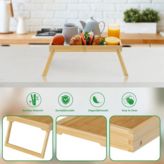Folding table - Camping table - Portable folding table - Can be used as a dining table, TV table, laptop table, snack table, sofa table or work table - Natural wood color