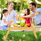 Folding table - Camping table - Portable folding table - Can be used as a dining table, TV table, laptop table, snack table, sofa table or work table - Natural wood color