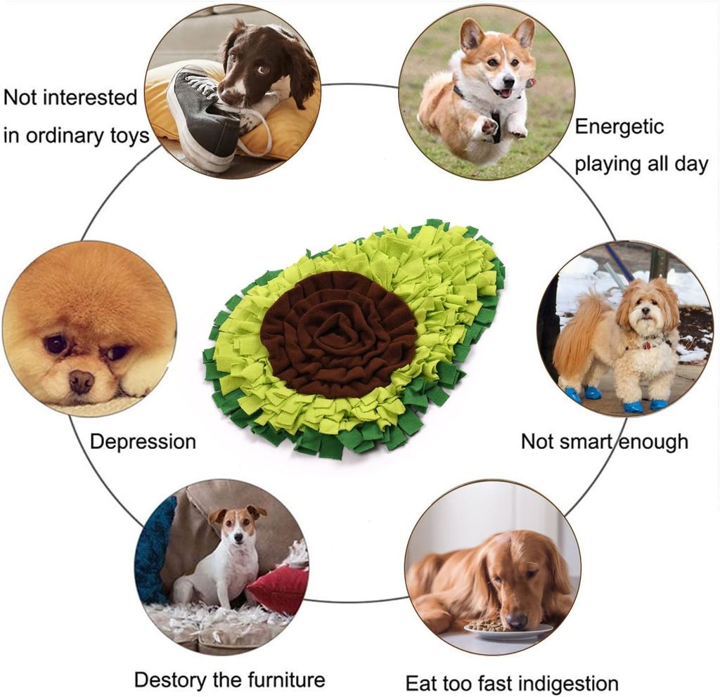 Snuffle Mat - Avocado Design with Foldable - For Dogs and Cats - Green Training Mat - Pet Activity