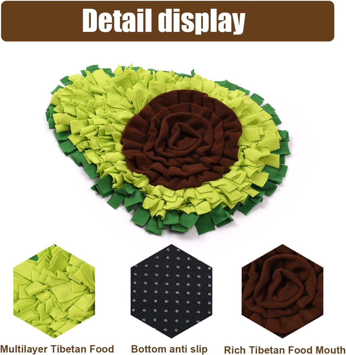 Snuffle Mat - Avocado Design with Foldable - For Dogs and Cats - Green Training Mat - Pet Activity