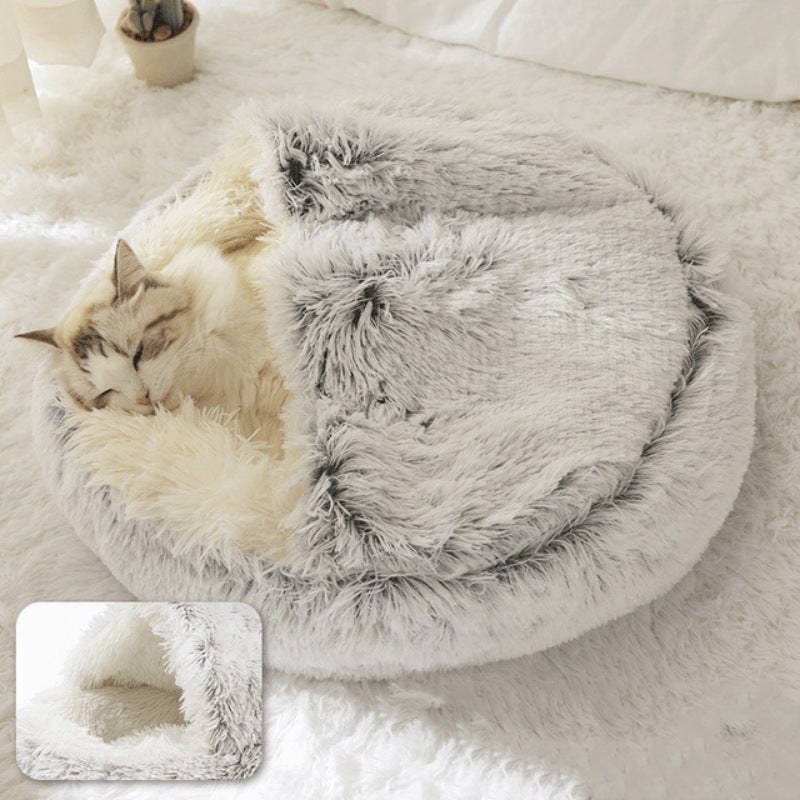 Cat bed - pet tent - kitten bed, dog pet, plush slippers, soft puppy sleeping bag, warm and comfortable, cat bed - gray - 40*40cm