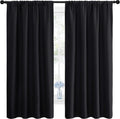 2 Pack Blackout Curtain Blinds for Bedroom, Thermal Insulated Rod Pocket Drapes for Light Blocking and Noise Reduction, Black, 106.7 x 160 cm