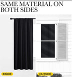 2 Pack Blackout Curtain Blinds for Bedroom, Thermal Insulated Rod Pocket Drapes for Light Blocking and Noise Reduction, Black, 106.7 x 160 cm