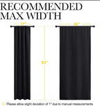2 Pack Blackout Curtain Blinds for Bedroom, Thermal Insulated Rod Pocket Drapes for Light Blocking and Noise Reduction, Black, 106.7 x 160 cm
