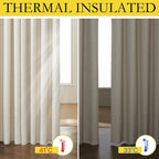 2 Pack Natural 100% Blackout Linen Curtains, Farmhouse Thermal Insulated Drapes for Living Room and Bedroom, Natural, 132 x 213 cm