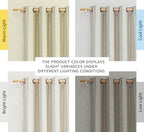 2 Pack Natural 100% Blackout Linen Curtains, Farmhouse Thermal Insulated Drapes for Living Room and Bedroom, Natural, 132 x 213 cm