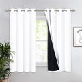 100% Blackout Lined Curtain, Single Thermal Insulated Window Drape for Kitchen and Bedroom, White, 132 x 160 cm