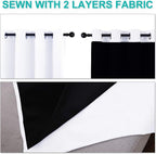 100% Blackout Lined Curtain, Single Thermal Insulated Window Drape for Kitchen and Bedroom, White, 132 x 160 cm