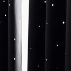 Hollow Star Blackout Kids Curtain, Single Laser-Cut Nursery Window Panel for Bedroom and Playroom, Black, 132 x 160 cm