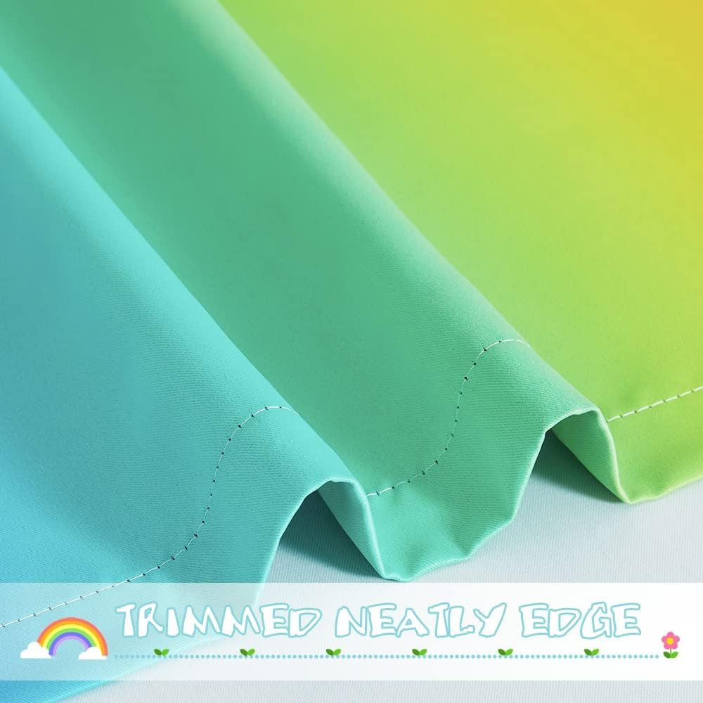 2 Pack Rainbow Blackout Kitchen Curtains, Colourful Window Drapes for Bedroom, Nursery and Girls Room, Rainbow, 132 x 114 cm