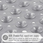 Square Non-Slip Shower Mat with Suction Cups and Drain Holes, Soft Machine-Washable Bathtub Mat for Shower Stalls, Clear Grey, 53.3 x 53 cm