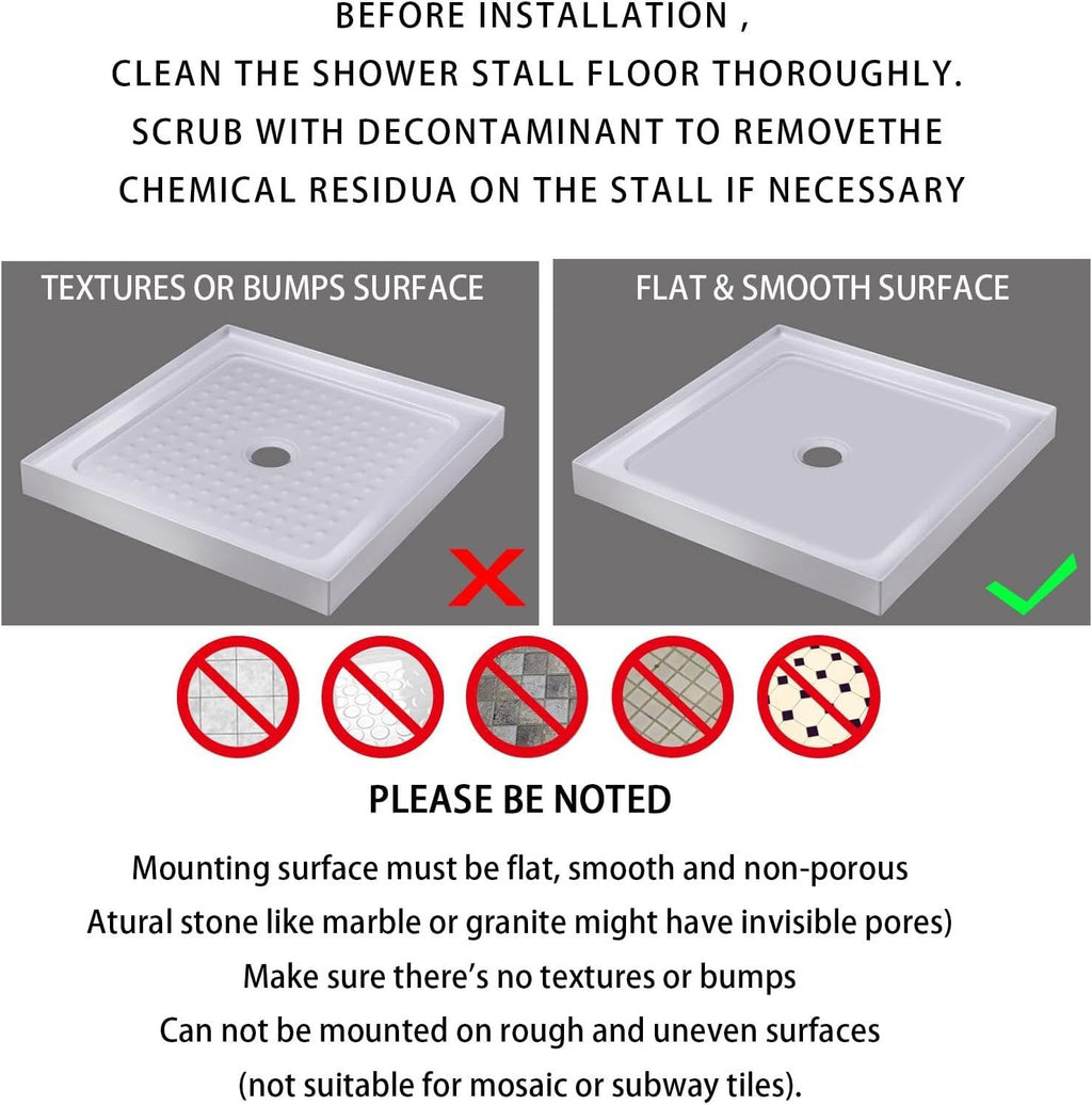 Shower Stall Mat Non-Slip, Soft Square Bath Mat for Shower with Suction Cups and Drain Holes, Stall Floor Mats for Bathroom, Machine Washable