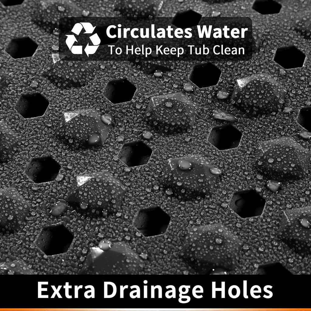 Shower Stall Mat Non-Slip, Soft Square Bath Mat for Shower with Suction Cups and Drain Holes, Stall Floor Mats for Bathroom, Machine Washable