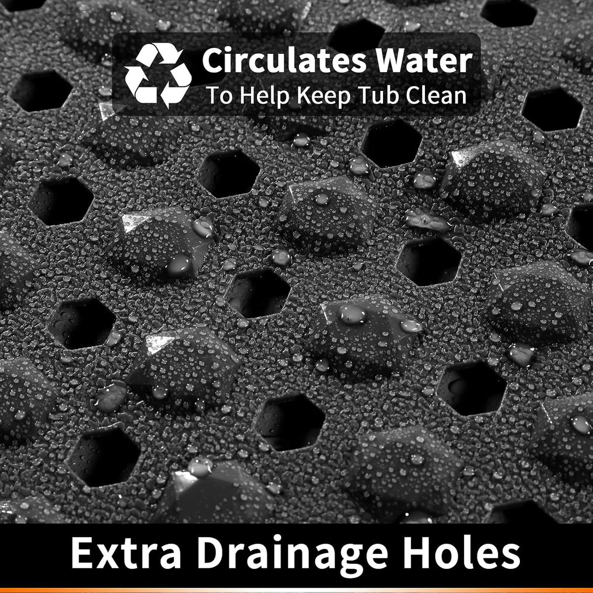 Shower Stall Mat Non-Slip, Soft Square Bath Mat for Shower with Suction Cups and Drain Holes, Stall Floor Mats for Bathroom, Machine Washable