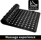 Shower Stall Mat Non-Slip, Soft Square Bath Mat for Shower with Suction Cups and Drain Holes, Stall Floor Mats for Bathroom, Machine Washable