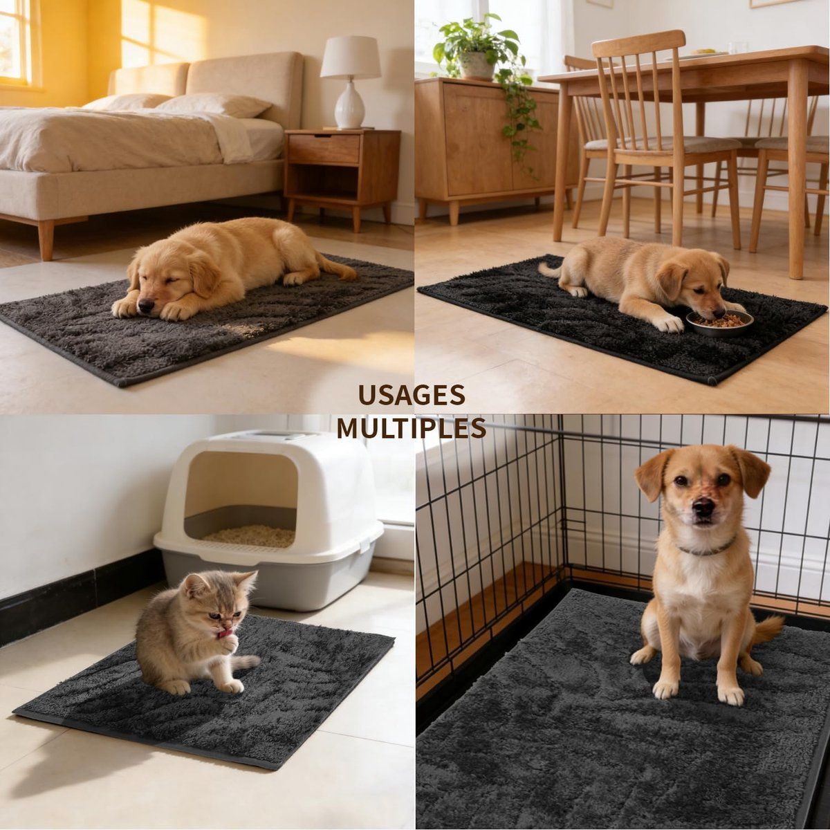 Rug, Carpet, Living room carpet, Indoor rug, Anti-slip underlay, for Daily Pet Care and Home Use, 40 x 60 cm, Grey