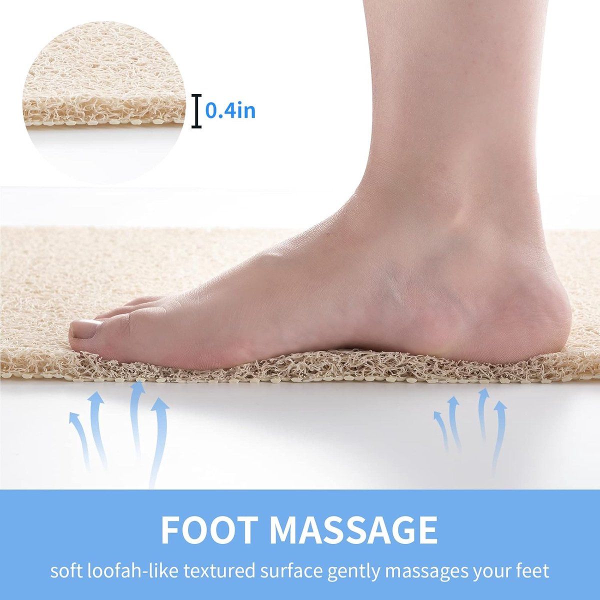 Anti-slip shower mat, Anti-slip mats, Fast-drying bath mats, Foot cleaner mat, For bath floor bathroom home kitchen hotel, 40 x 60 cm, Beige