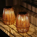 2 Pieces Woven Solar LED Hanging Garden Lights, Hand Woven Waterproof Tree Pendant Lamps for Patio, Yard and Outdoor Decor