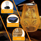 2 Pieces Woven Solar LED Hanging Garden Lights, Hand Woven Waterproof Tree Pendant Lamps for Patio, Yard and Outdoor Decor