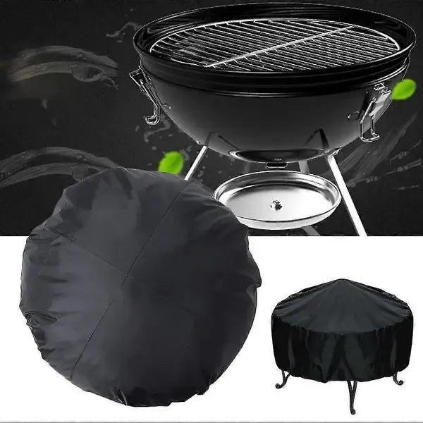 1 Piece Round Grill Cover, Waterproof Dustproof Outdoor Fire Pit and BBQ Protector for Patio and Garden Use, Black, 112 cm