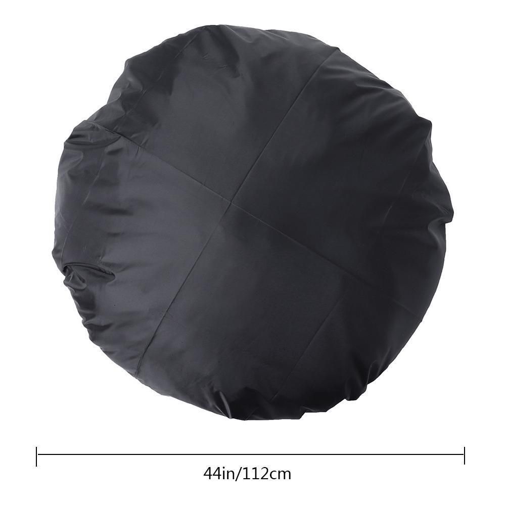 1 Piece Waterproof Round Barbecue grill cover, UV-Resistant Outdoor Patio and Backyard Protector with Drawstring, Black, 112 cm