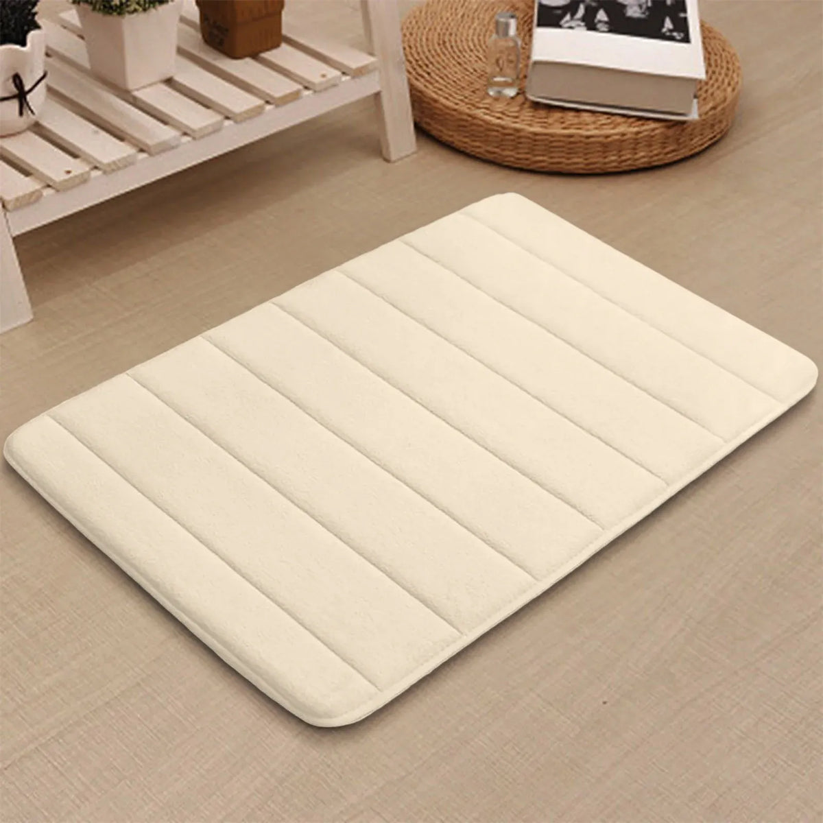 Extra Soft Non-Slip Bathroom Rug, Absorbent Machine-Washable Thick Bath Mat for Tub, Shower and Bathroom Floor, 24 x 16 Inches, White
