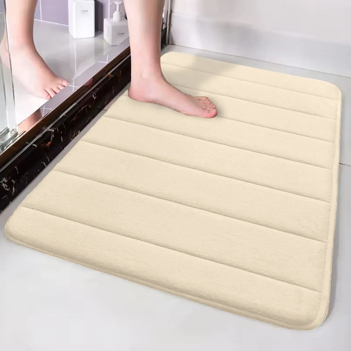 Extra Soft Non-Slip Bathroom Rug, Absorbent Machine-Washable Thick Bath Mat for Tub, Shower and Bathroom Floor, 24 x 16 Inches, White