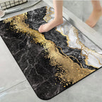 1 Piece Marble Bathroom Rug, Non-Slip Quick Dry Bath Mat for Tub, Shower, Floor and Indoor Outdoor Use, Black and Gold
