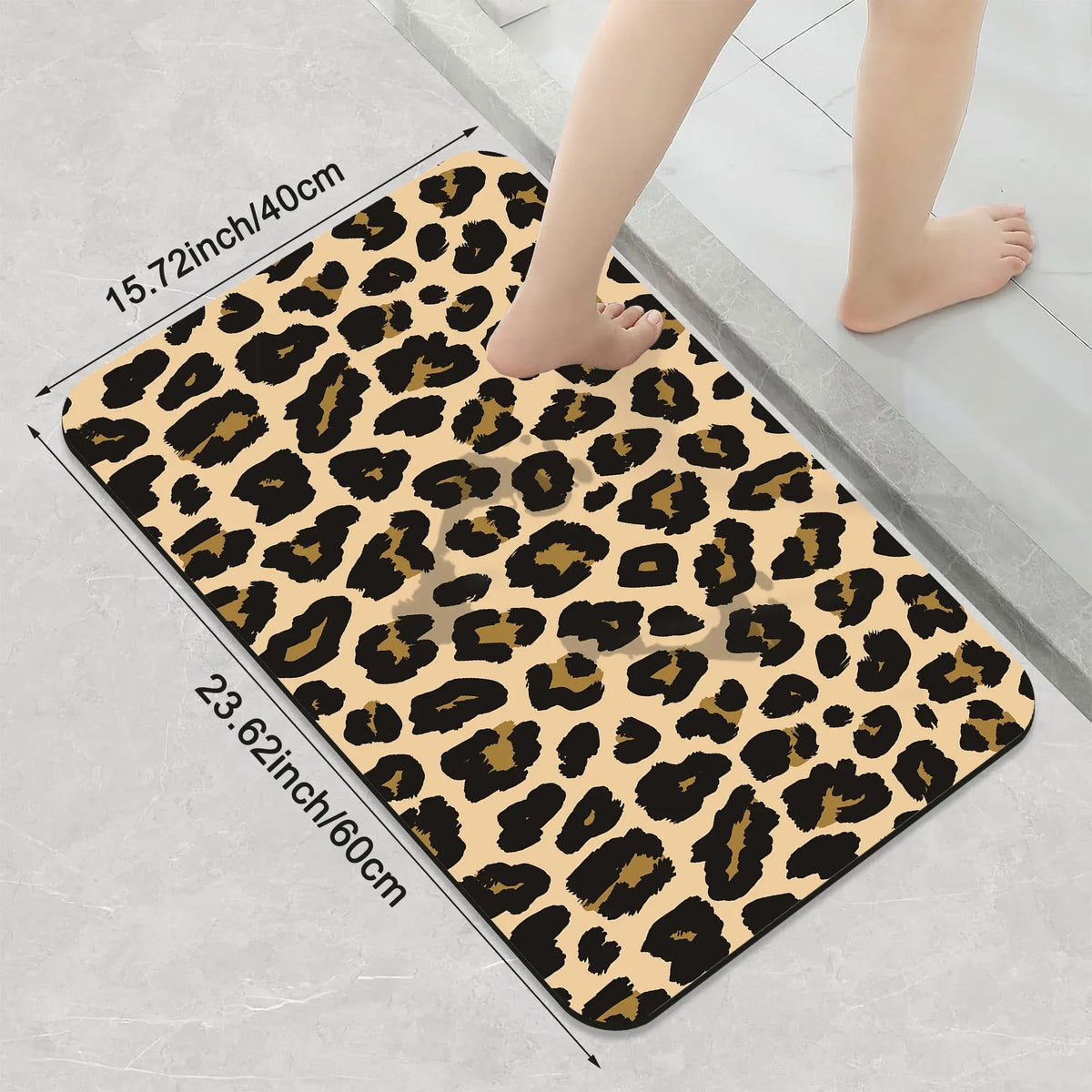 1 Piece Leopard Print Bathroom Rug, Non-Slip Quick Dry Bath Mat for Tub, Shower, Floor and Indoor Outdoor Home Use