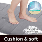 Bath Mat, Non-slip bath mat, Shower mat, Memory Foam Bath Mat, Super soft absorbent bath mat, 40 x 60 cm, Grey
