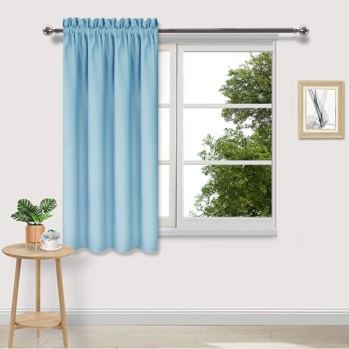 Blackout Curtains for Bedroom and Living Room, Thermal Insulated Noise-Reducing Window Panels, 38 x 45 Inches Each Panel, Light Blue