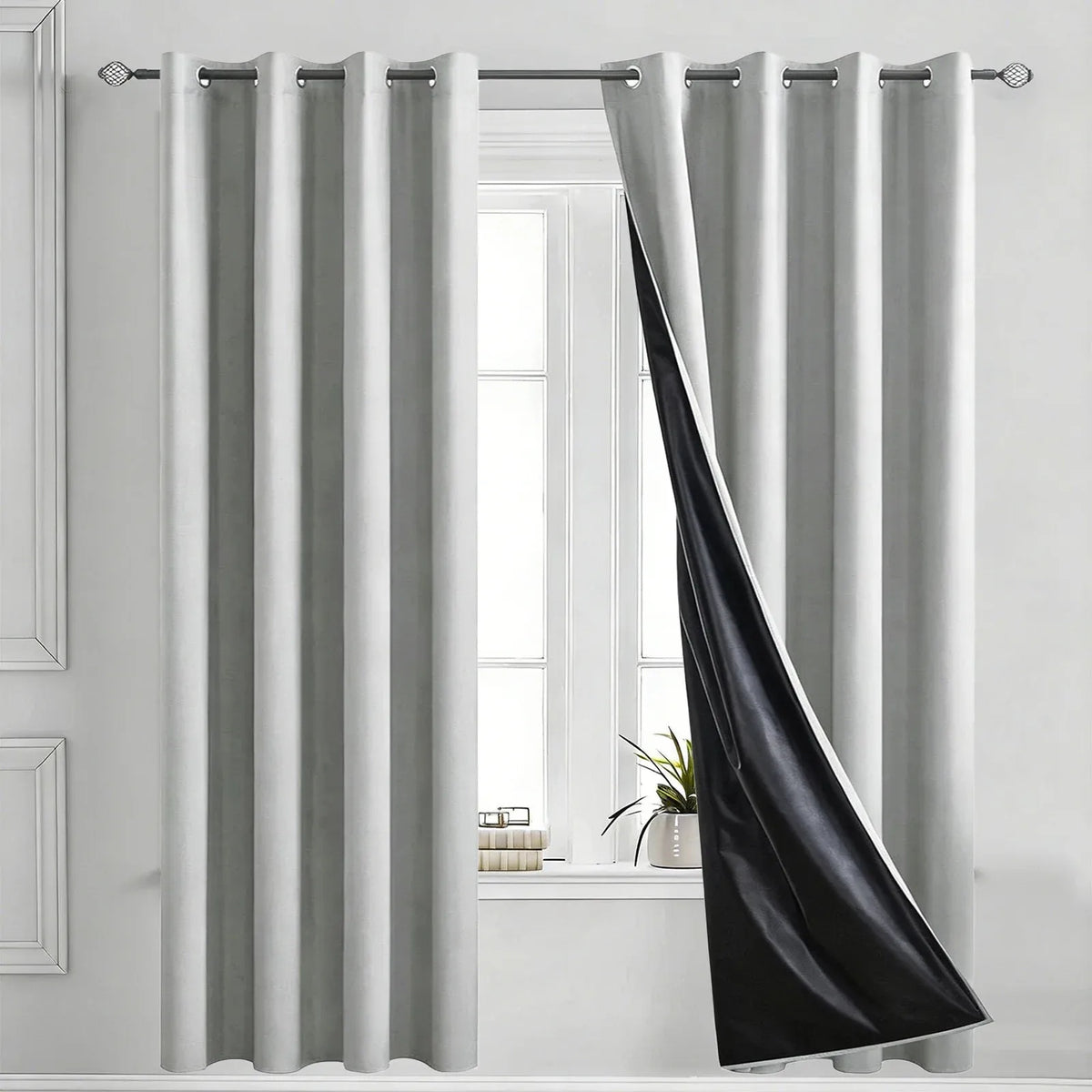 Ring-Top Blackout Curtain Panel, Black-Lined Thermal Insulated Privacy Drapery for Bedroom and Living Room, Energy-Saving Window Curtain