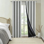 Ring-Top Blackout Curtain Panel, Black-Lined Thermal Insulated Privacy Drapery for Bedroom and Living Room, Energy-Saving Window Curtain