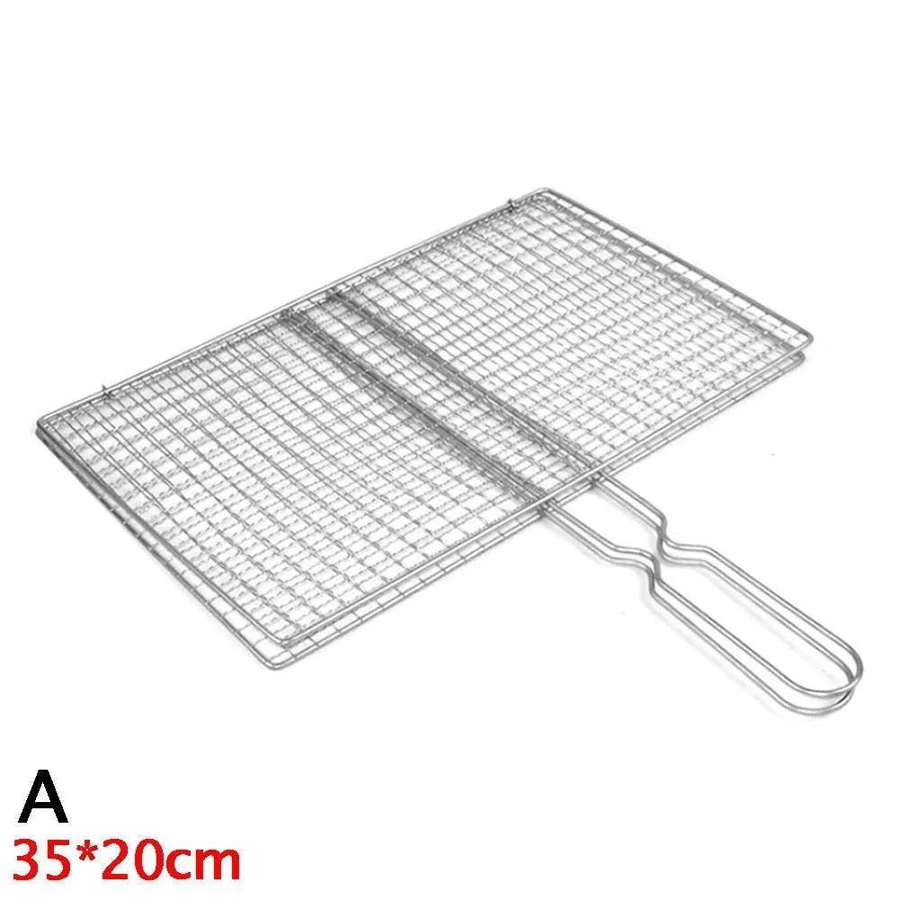 Non-Stick Fish Grilling Basket Metal Handle Barbecue Tool Meat Bacon Net BBQ Rack Grill Outdoor Steel Accessories