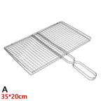 Non-Stick Fish Grilling Basket Metal Handle Barbecue Tool Meat Bacon Net BBQ Rack Grill Outdoor Steel Accessories