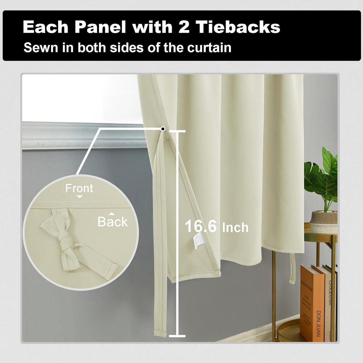 1 Pair, Blackout Curtains for Living Room, Short for Small Window, Thermal Bedroom, 30 Inch for Boys Room, Kitchen, Basement, 30 by 30 Inch, Black