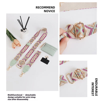 Clip and Go Phone Strap with Zipper Pouch,Crossbody Adjustable Chain Lanyard with PU Leather Wallet for All Phones F-A 2PCS
