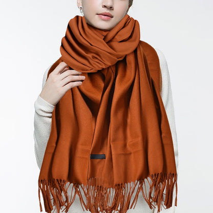 Delayuji Pashmina Scarf for Women Scarf for Women Women Pashmina Scarf Soft Solid Plain Shawl Wrap Fashion Warm Neck with Fringes A Red A Gray