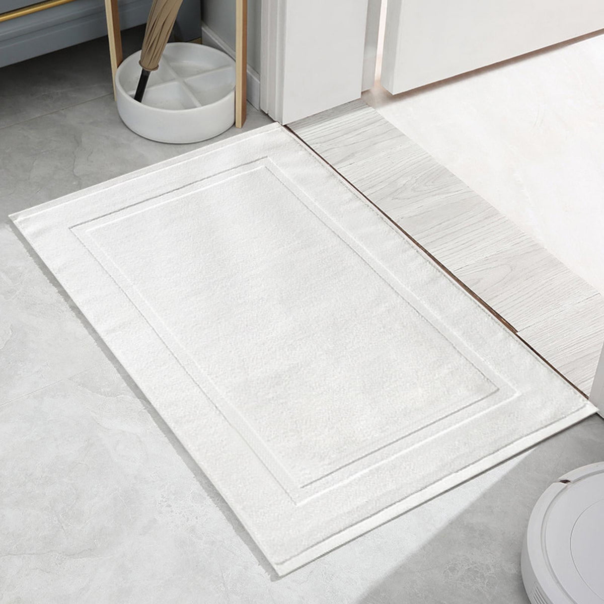 2PCS White Cotton Classic Rug Bath Mats Absorbent Cotton Hotel Spa Shower Bathtub Mats [Not A Bathroom Rug] Machine Washable Shower Bathroom Floor Towel A-White 4PCS