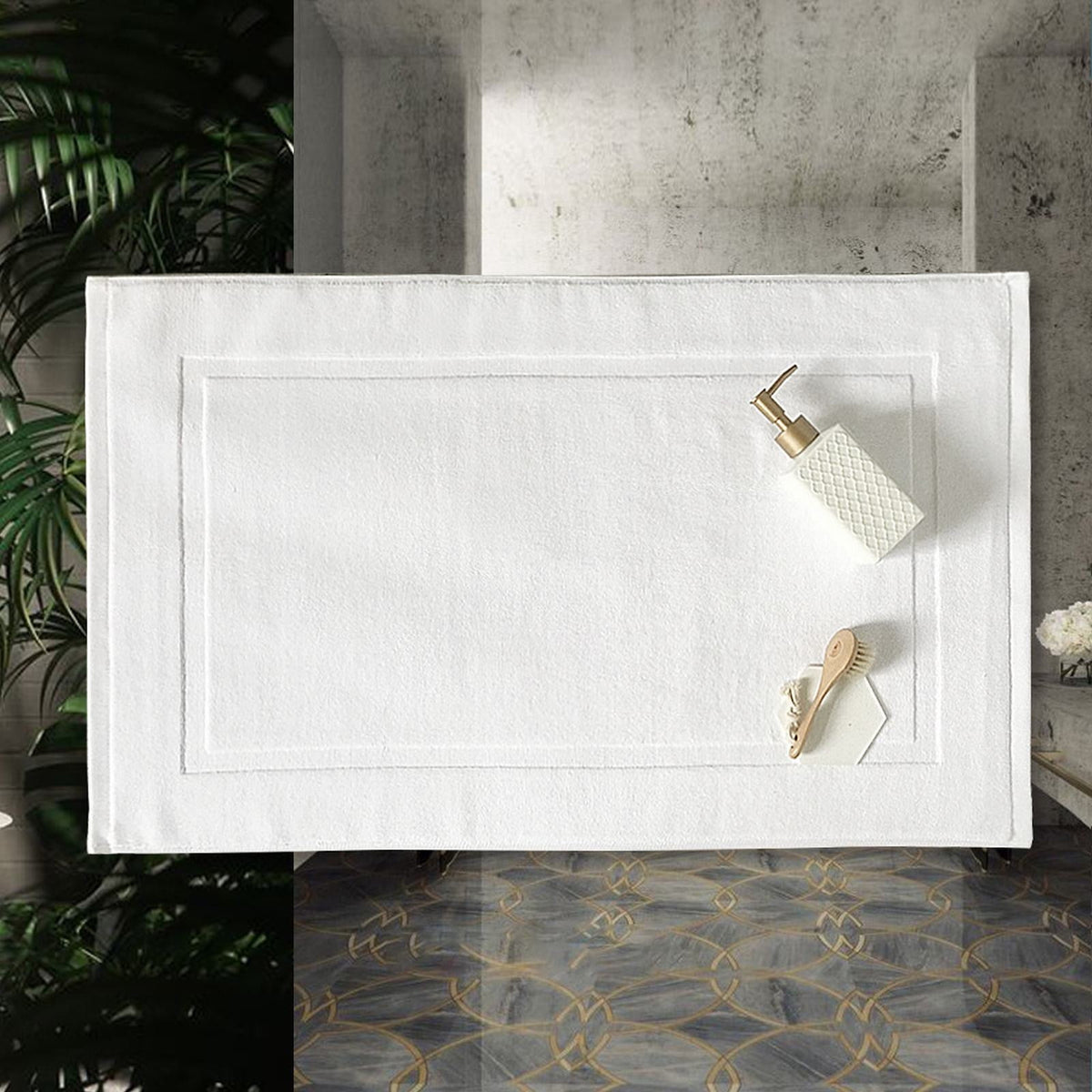 2PCS White Cotton Classic Rug Bath Mats Absorbent Cotton Hotel Spa Shower Bathtub Mats [Not A Bathroom Rug] Machine Washable Shower Bathroom Floor Towel A-White 4PCS
