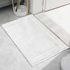 2PCS White Cotton Classic Rug Bath Mats Absorbent Cotton Hotel Spa Shower Bathtub Mats [Not A Bathroom Rug] Machine Washable Shower Bathroom Floor Towel C-White