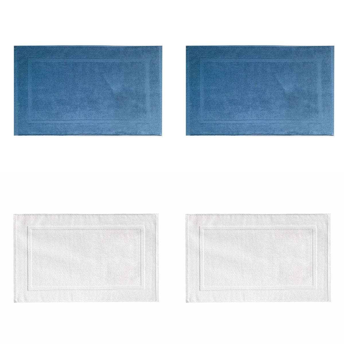2PCS White Cotton Classic Rug Bath Mats Absorbent Cotton Hotel Spa Shower Bathtub Mats [Not A Bathroom Rug] Machine Washable Shower Bathroom Floor Towel F-White 2PCS & C 2PCS