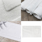 2PCS White Cotton Classic Rug Bath Mats Absorbent Cotton Hotel Spa Shower Bathtub Mats [Not A Bathroom Rug] Machine Washable Shower Bathroom Floor Towel White 1PCS & A 1PCS & B 1PCS & C 1PCS